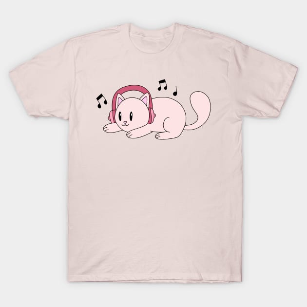 Cat with Headphones T-Shirt by pako-valor